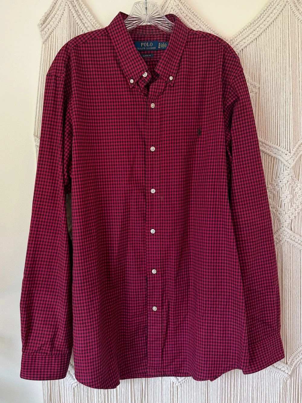 Polo Ralph Lauren Classic Fit Red/Black Checkered Botton Down Dress Shirt XL
